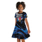 Personalized Central African Republic Kid Short Sleeve Dress Elephant With King Protea