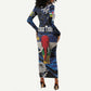 Personalized Central African Republic Long Sleeve Bodycon Dress Elephant With King Protea LT18