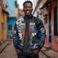Personalized Central African Republic Sleeve Zip Bomber Jacket Elephant With King Protea