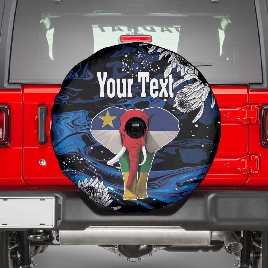 Personalized Central African Republic Spare Tire Cover Elephant With King Protea