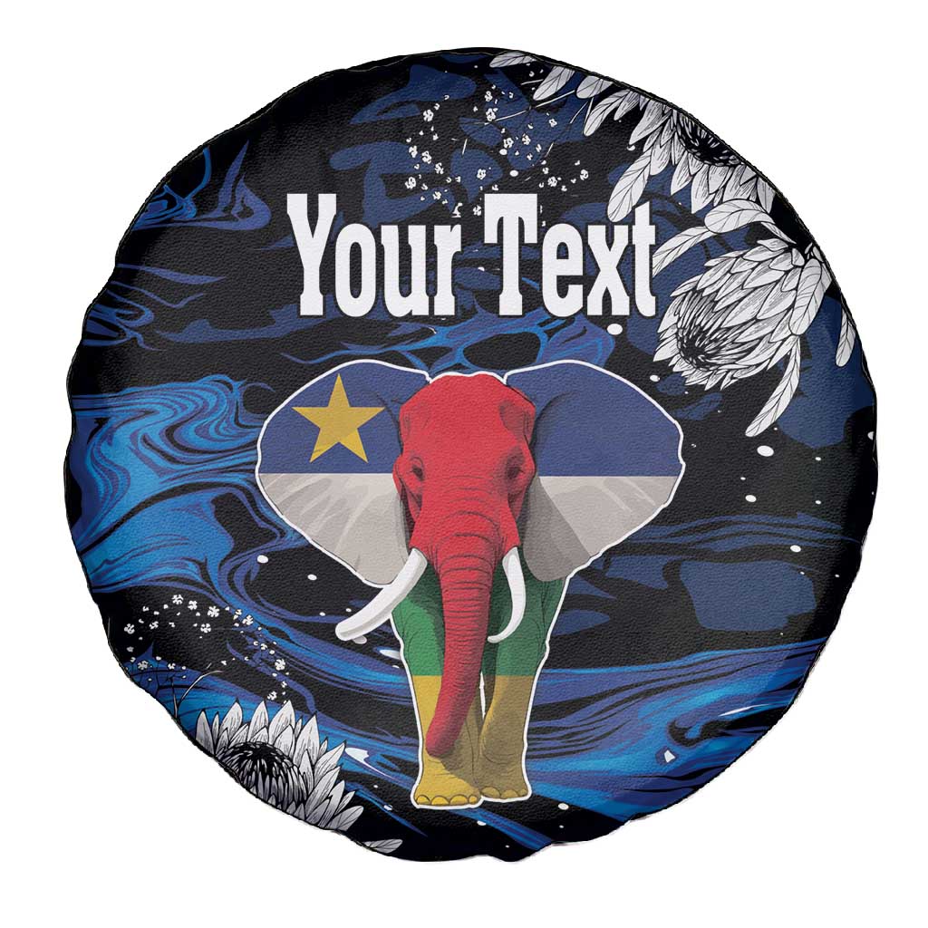 Personalized Central African Republic Spare Tire Cover Elephant With King Protea