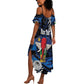 Personalized Central African Republic Summer Maxi Dress Elephant With King Protea