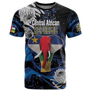Personalized Central African Republic T shirt Elephant With King Protea