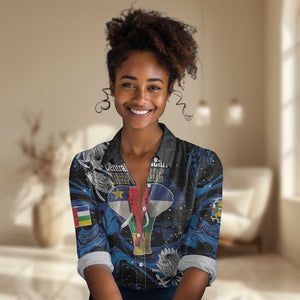 Personalized Central African Republic Women Casual Shirt Elephant With King Protea LT18