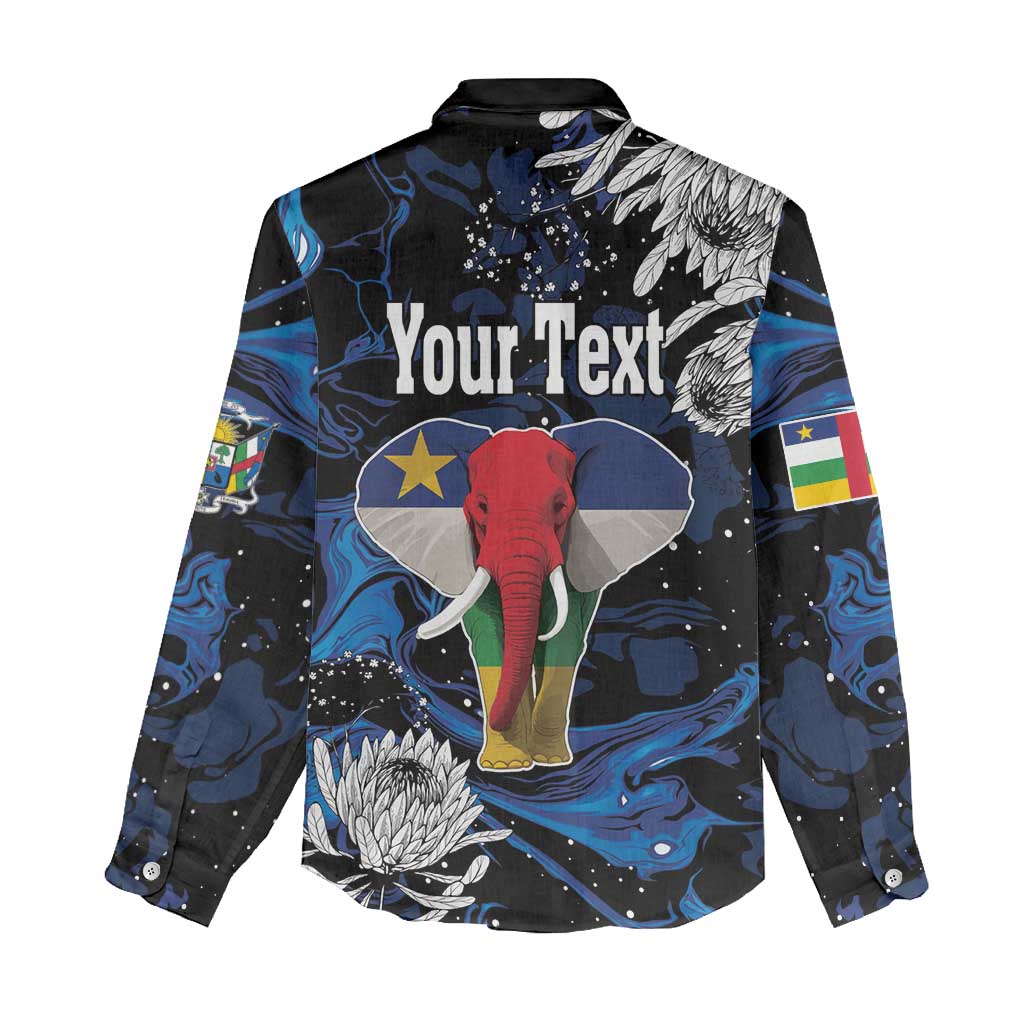 Personalized Central African Republic Women Casual Shirt Elephant With King Protea LT18