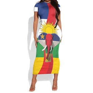 Central African Republic Republic Day 1958 Short Sleeve Bodycon Dress Zo Kwe Zo - Flag Style LT18