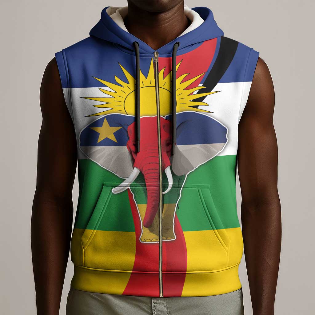Central African Republic Republic Day 1958 Sleeveless Zip Hoodie Zo Kwe Zo - Flag Style - African Pride