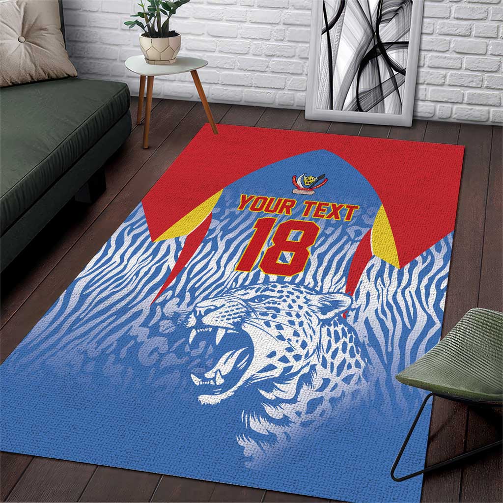 Custom DR Congo Football 2026 Area Rug Leopard Power Fan Style