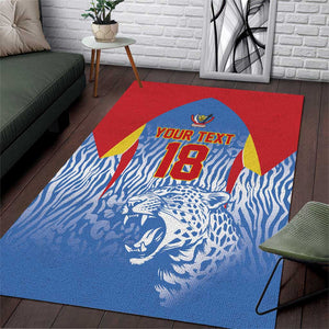 Custom DR Congo Football 2026 Area Rug Leopard Power Fan Style
