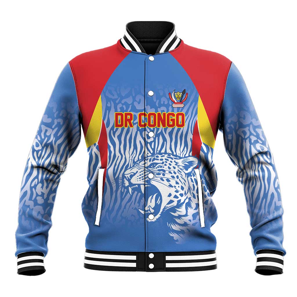 Custom DR Congo Football 2026 Baseball Jacket Leopard Power Fan Style