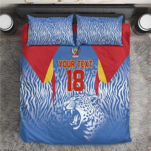 Custom DR Congo Football 2026 Bedding Set Leopard Power Fan Style