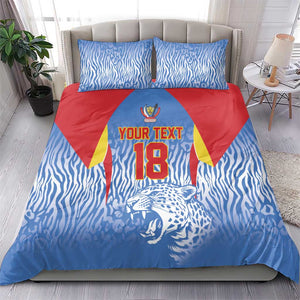 Custom DR Congo Football 2026 Bedding Set Leopard Power Fan Style