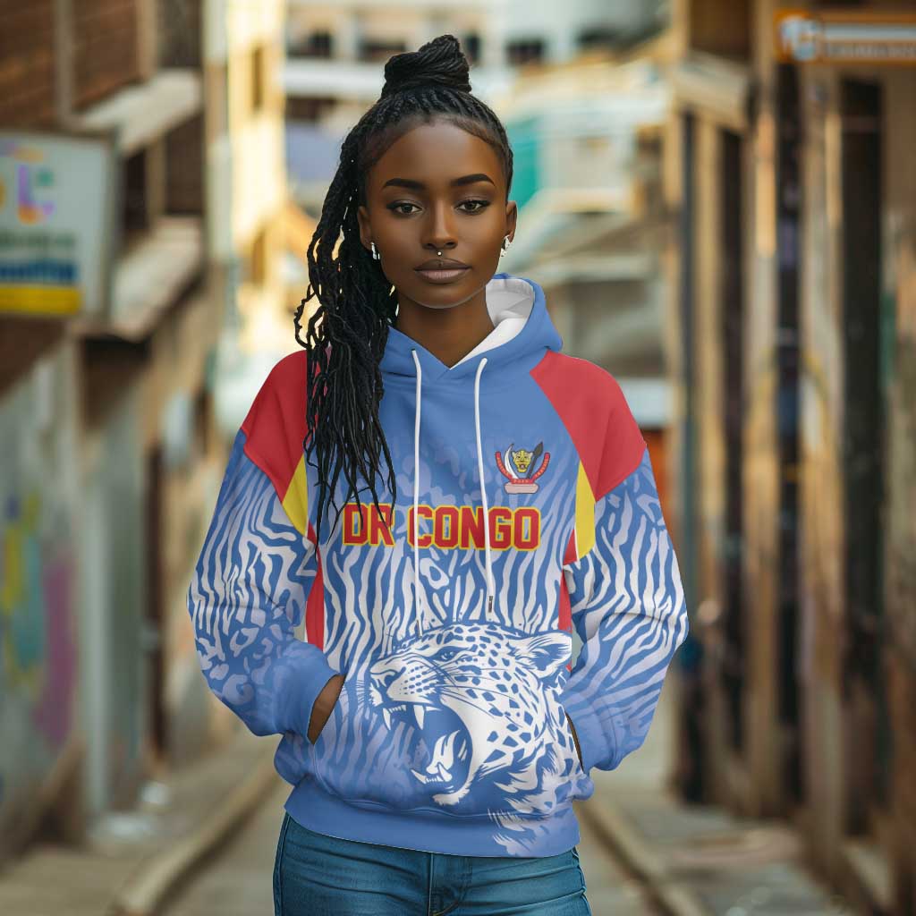 Custom DR Congo Football 2026 Hoodie Leopard Power Fan Style