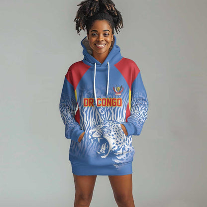 Custom DR Congo Football 2026 Hoodie Dress Leopard Power Fan Style