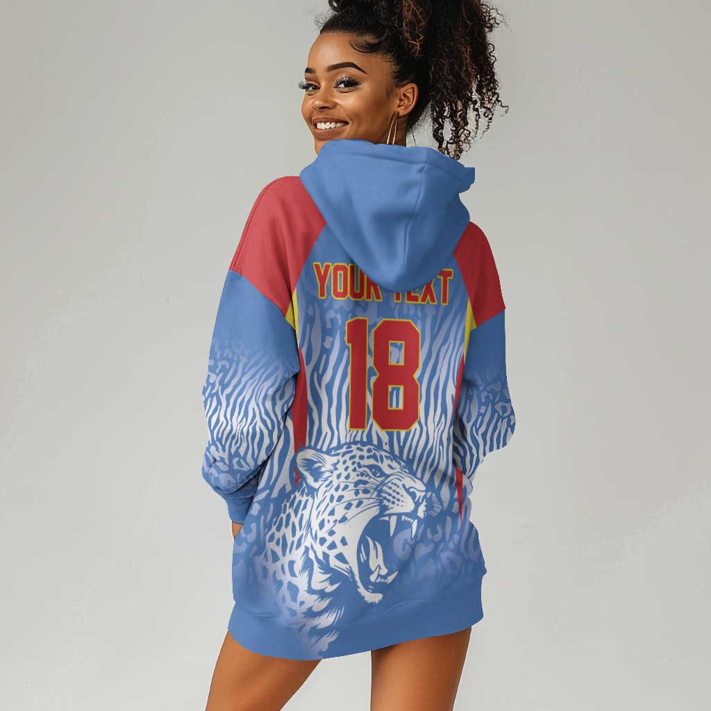 Custom DR Congo Football 2026 Hoodie Dress Leopard Power Fan Style