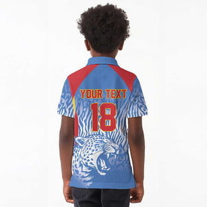 Custom DR Congo Football 2026 Kid Polo Shirt Leopard Power Fan Style