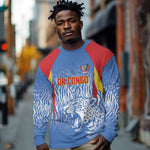 Custom DR Congo Football 2026 Long Sleeve Shirt Leopard Power Fan Style