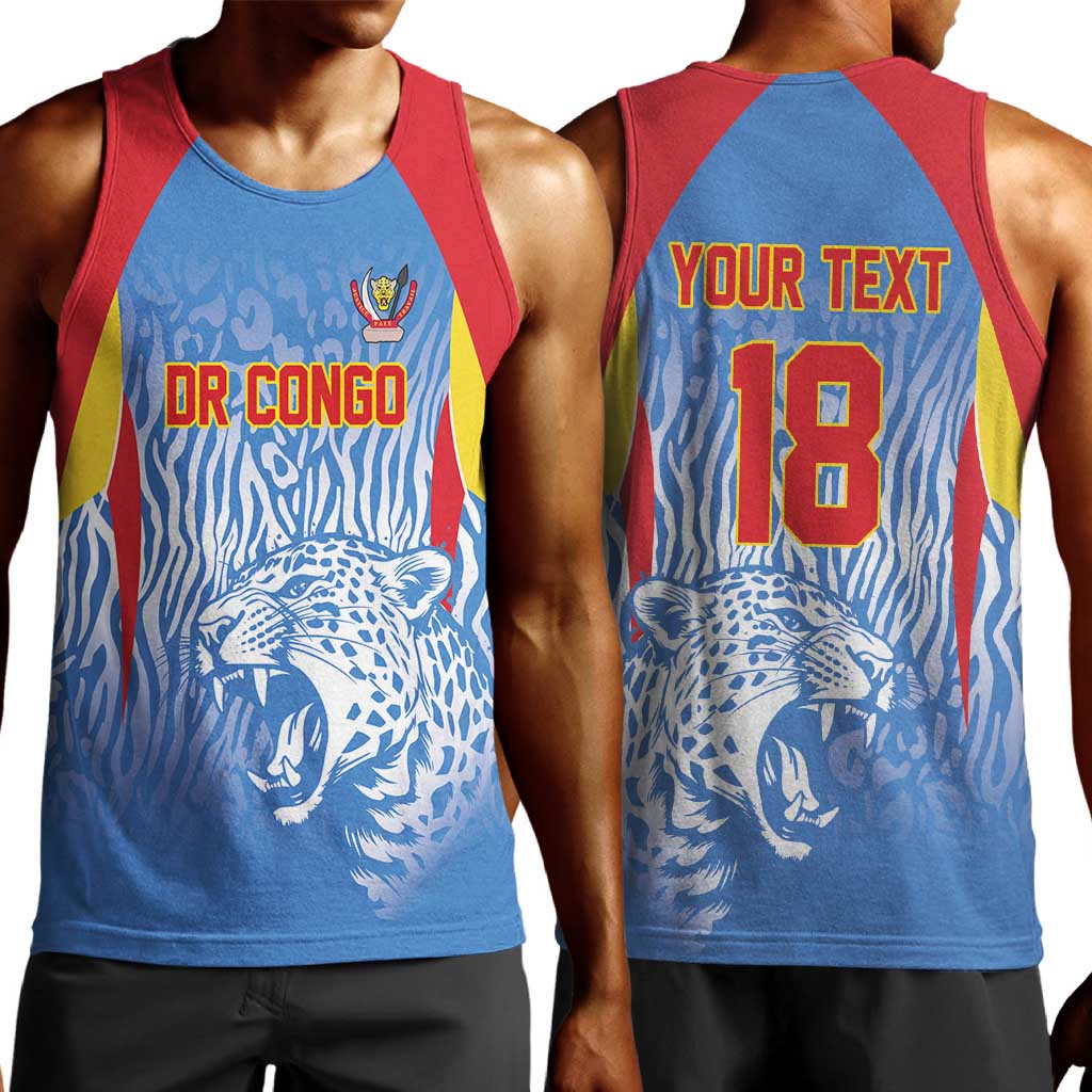 Custom DR Congo Football 2026 Men Tank Top Leopard Power Fan Style