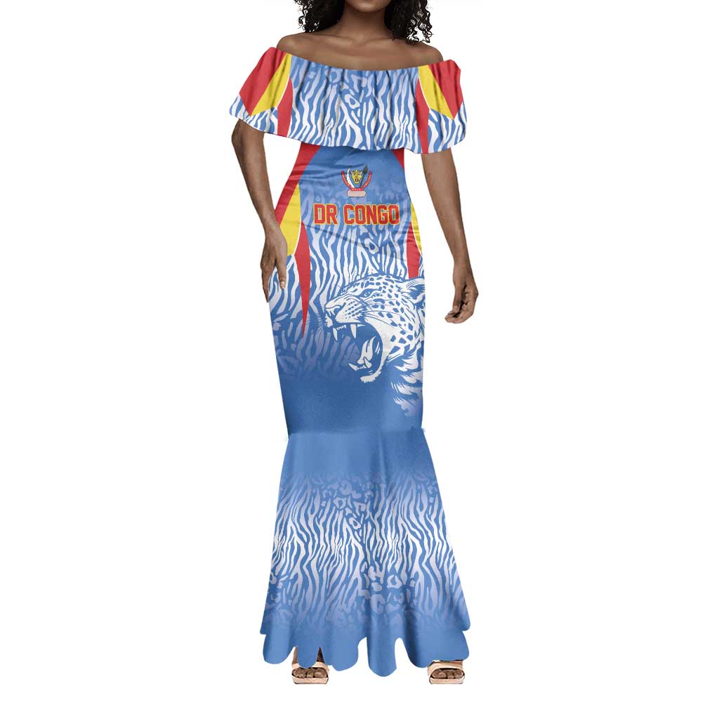 Custom DR Congo Football 2026 Mermaid Dress Leopard Power Fan Style