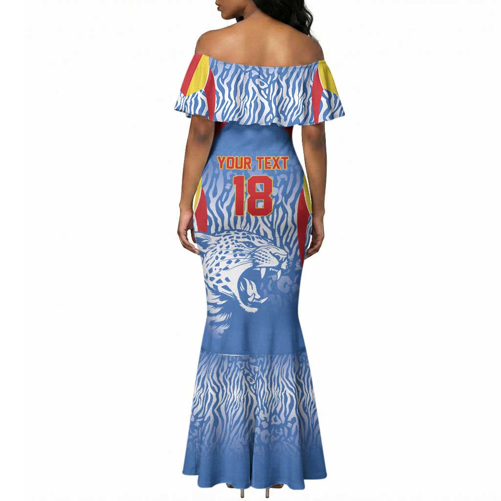 Custom DR Congo Football 2026 Mermaid Dress Leopard Power Fan Style