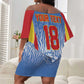 Custom DR Congo Football 2026 Off Shoulder Short Dress Leopard Power Fan Style