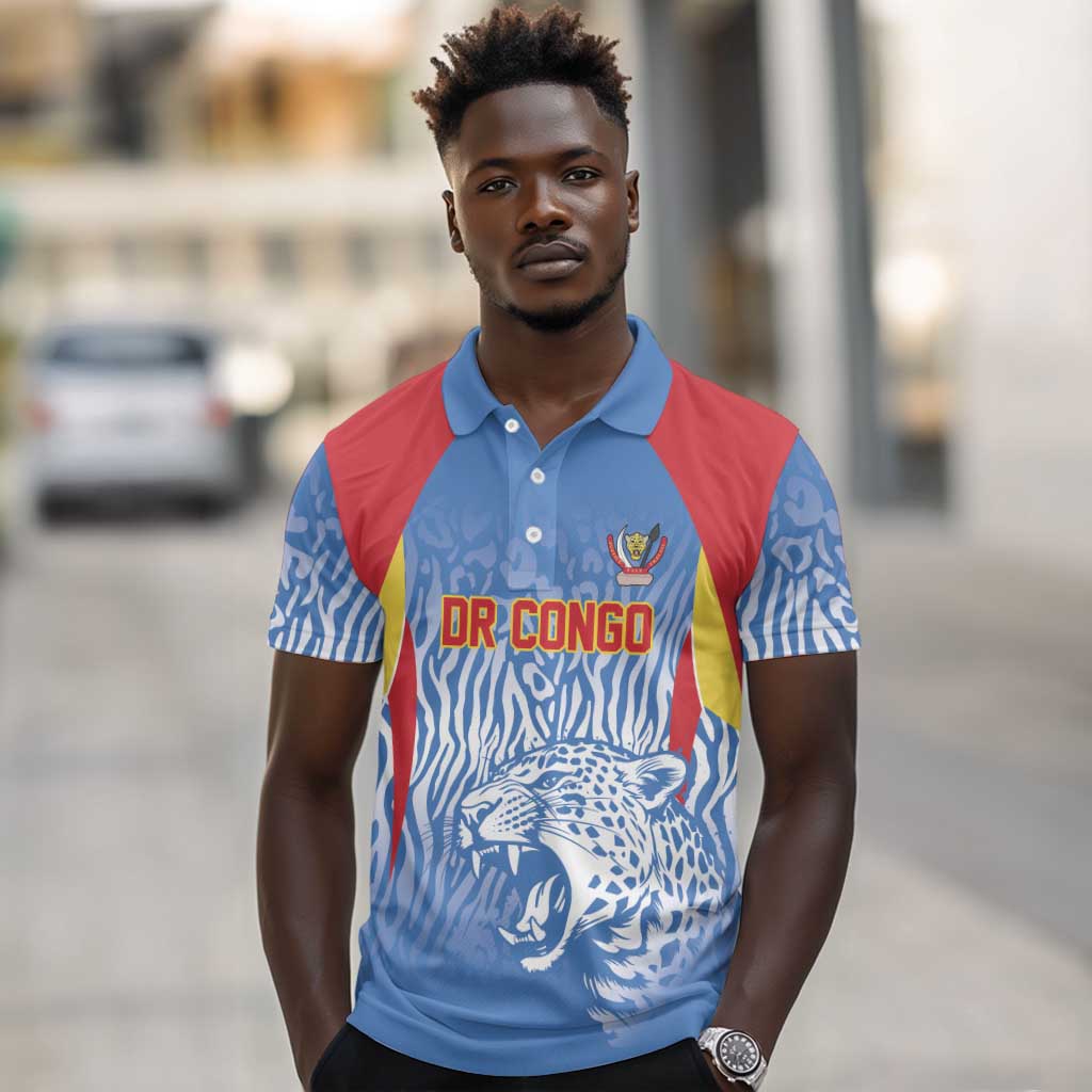 Custom DR Congo Football 2026 Polo Shirt Leopard Power Fan Style
