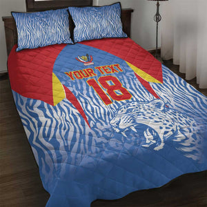 Custom DR Congo Football 2026 Quilt Bed Set Leopard Power Fan Style