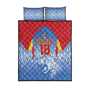 Custom DR Congo Football 2026 Quilt Bed Set Leopard Power Fan Style