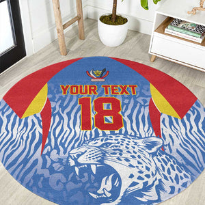 Custom DR Congo Football 2026 Round Carpet Leopard Power Fan Style