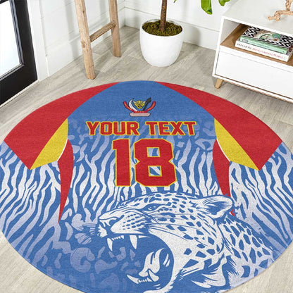 Custom DR Congo Football 2026 Round Carpet Leopard Power Fan Style