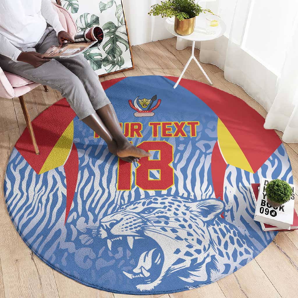 Custom DR Congo Football 2026 Round Carpet Leopard Power Fan Style