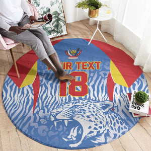 Custom DR Congo Football 2026 Round Carpet Leopard Power Fan Style