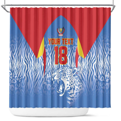 Custom DR Congo Football 2026 Shower Curtain Leopard Power Fan Style