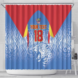 Custom DR Congo Football 2026 Shower Curtain Leopard Power Fan Style
