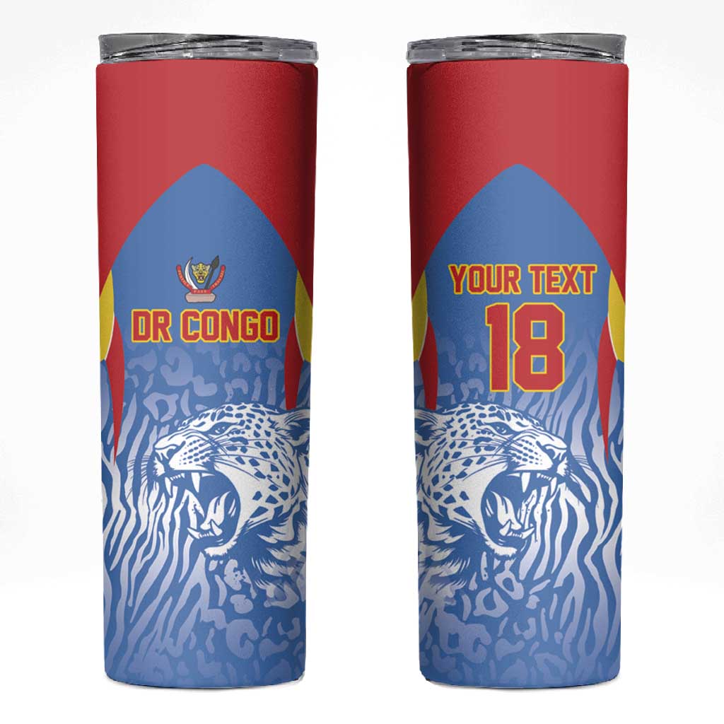 Custom DR Congo Football 2026 Skinny Tumbler Leopard Power Fan Style