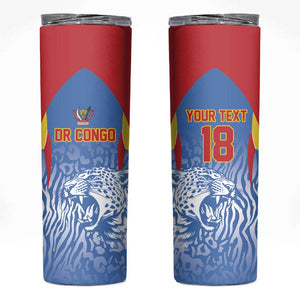 Custom DR Congo Football 2026 Skinny Tumbler Leopard Power Fan Style