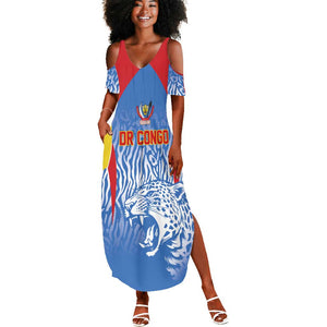 Custom DR Congo Football 2026 Summer Maxi Dress Leopard Power Fan Style