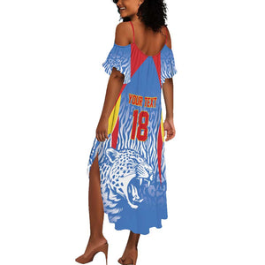 Custom DR Congo Football 2026 Summer Maxi Dress Leopard Power Fan Style