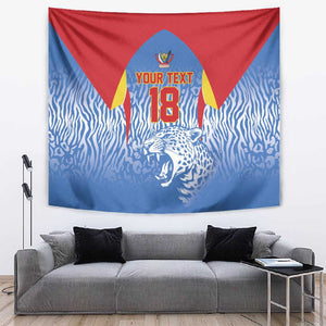 Custom DR Congo Football 2026 Tapestry Leopard Power Fan Style