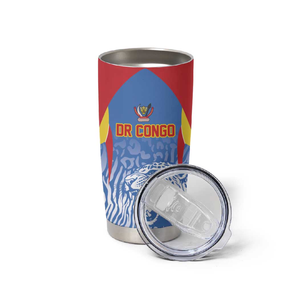 Custom DR Congo Football 2026 Tumbler Cup Leopard Power Fan Style