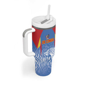 Custom DR Congo Football 2026 Tumbler With Handle Leopard Power Fan Style