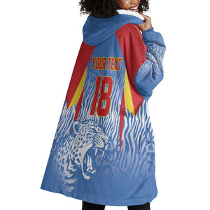 Custom DR Congo Football 2026 Wearable Blanket Hoodie Leopard Power Fan Style