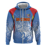 Custom DR Congo Football 2026 Zip Hoodie Leopard Power Fan Style