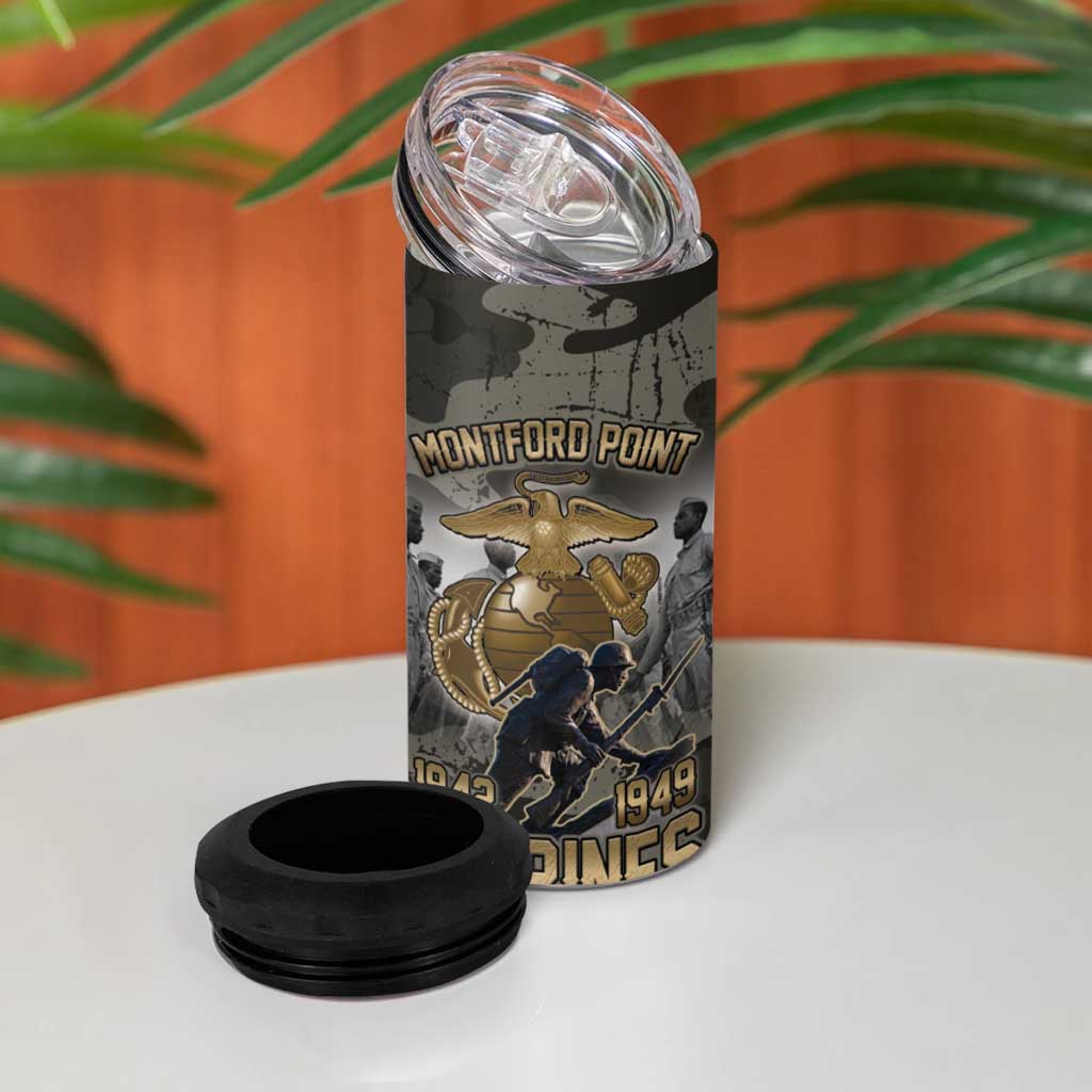 Montford Point Marines 1942-1949 4 in 1 Can Cooler Tumbler The Right to Fight Legacy Tribute