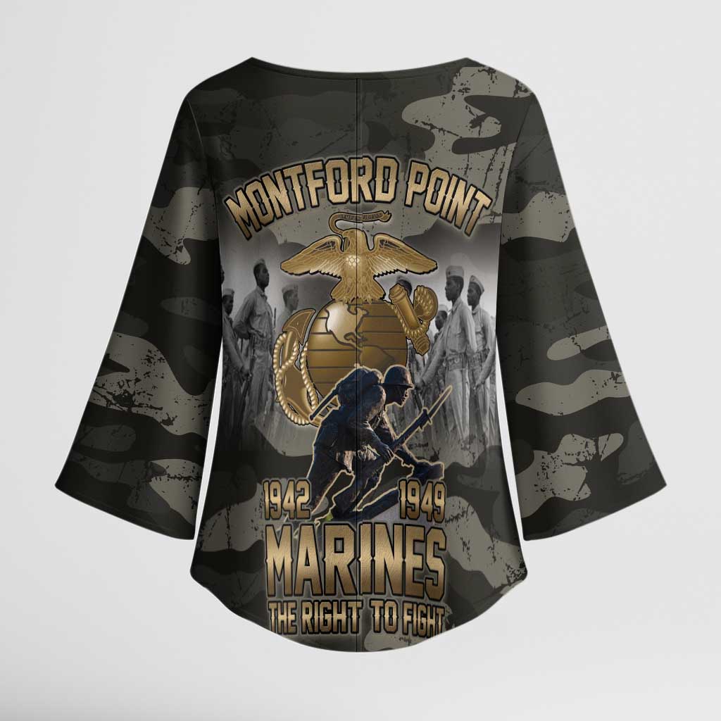 Montford Point Marines 1942-1949 Kimono Sleeve Blouse The Right to Fight Legacy Tribute