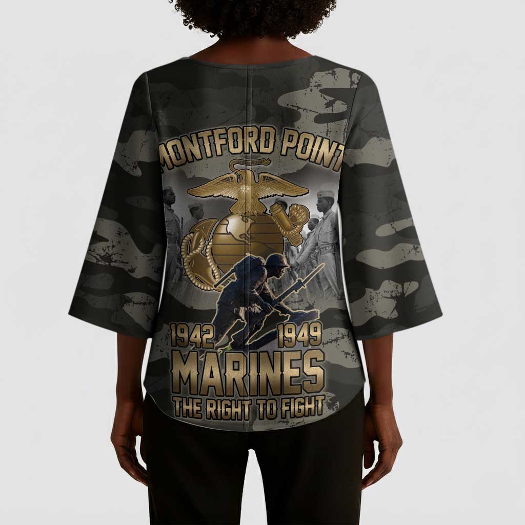Montford Point Marines 1942-1949 Kimono Sleeve Blouse The Right to Fight Legacy Tribute
