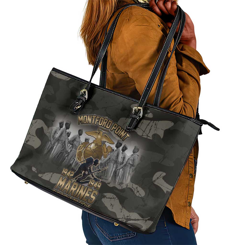 Montford Point Marines 1942-1949 Leather Tote Bag The Right to Fight Legacy Tribute