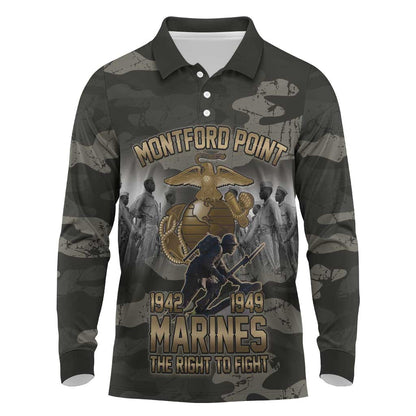 Montford Point Marines 1942-1949 Long Sleeve Polo Shirt The Right to Fight Legacy Tribute