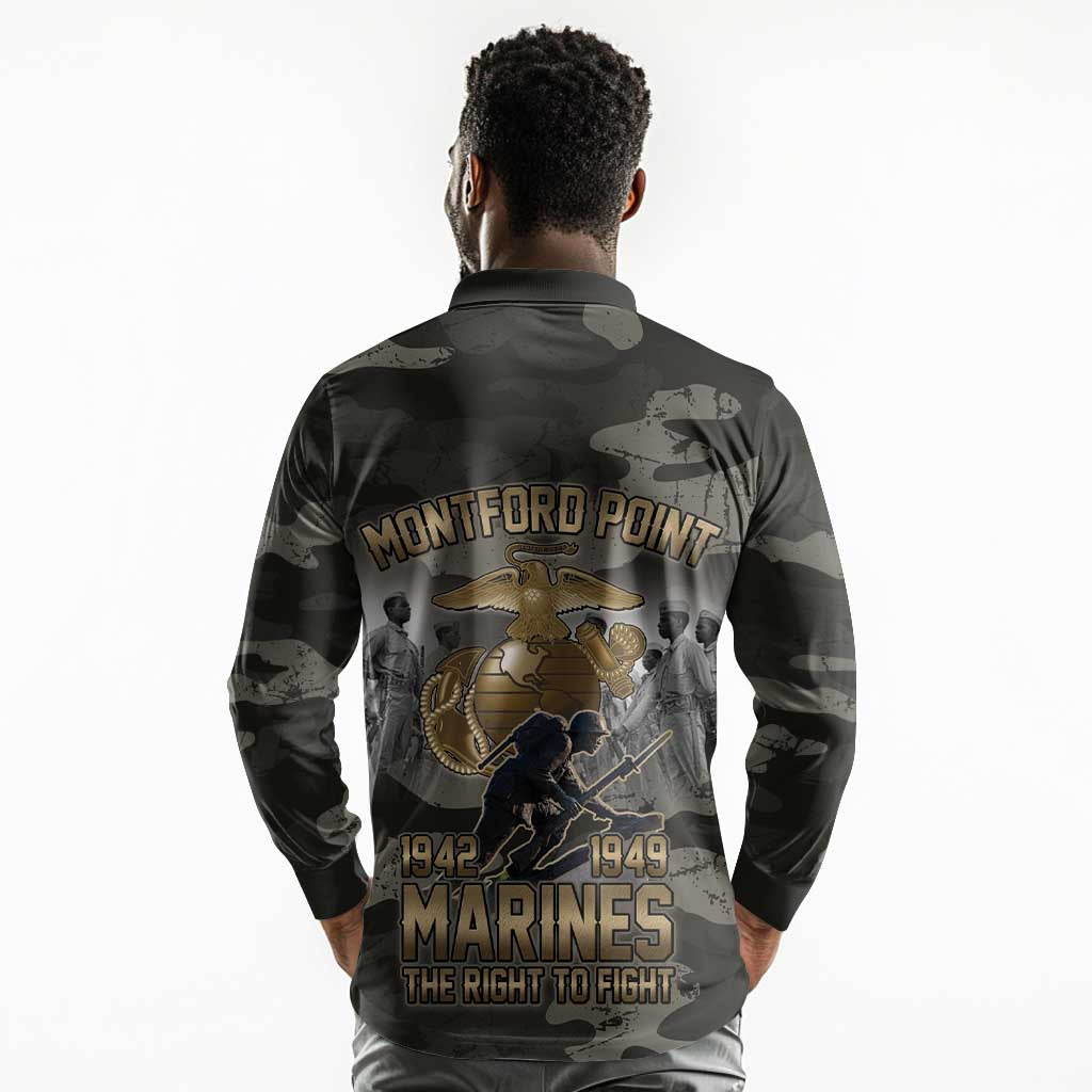 Montford Point Marines 1942-1949 Long Sleeve Polo Shirt The Right to Fight Legacy Tribute