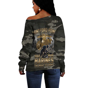 Montford Point Marines 1942-1949 Off Shoulder Sweater The Right to Fight Legacy Tribute